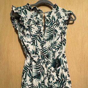 Floral Romper with Green Leaves